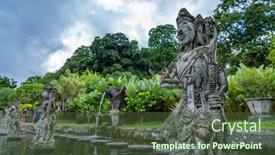  Presentation with bali statue - Colorful presentation theme enhanced with statue-at-the-tirta-gangga backdrop and a tawny brown colored foreground