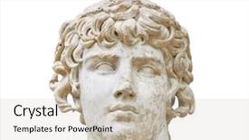  Presentation with ancient greece - PPT theme enhanced with statue in delphi museum greece background and a soft green colored foreground