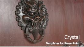  Presentation with chinese traditional - Presentation theme consisting of statue door lock with traditional background and a tawny brown colored foreground