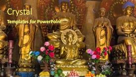  Presentation with china travel - Colorful slide set enhanced with statue-in-famous-shaolin-buddhist backdrop and a tawny brown colored foreground