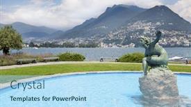  Presentation with statue of the virgin mary - Slides with statue-in-pool-at-lugano background and a sky blue colored foreground
