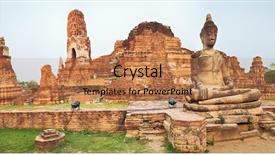  Presentation with ayutthaya - Beautiful slide deck featuring statue in wat mahathat ayutthaya backdrop and a coral colored foreground