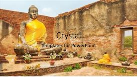  Presentation with ayutthaya - Colorful presentation theme enhanced with statue in wat worachetharam ayutthaya backdrop and a gold colored foreground
