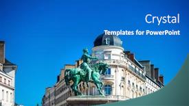  Presentation with equestrian - Presentation theme enhanced with statue-joan-of-arc background and a teal colored foreground