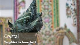  Presentation with thai temple - Beautiful theme featuring statue king of nagas backdrop and a gray colored foreground