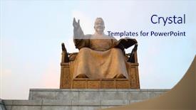  Presentation with king - Colorful PPT theme enhanced with statue korean king sejong backdrop and a sky blue colored foreground