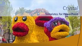  Presentation with tulips - Slide set enhanced with statue-made-of-tulips background and a sky blue colored foreground