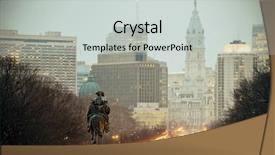 Presentation with george washington - Audience pleasing PPT layouts consisting of statue oand street in philadelphia backdrop and a light gray colored foreground