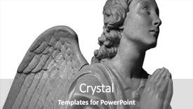  Presentation with blessed virgin mary statue blue - Cool new PPT theme with statue of a beautiful angel backdrop and a gray colored foreground