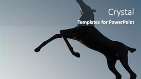  Presentation with horse - Amazing slide set having statue-of-a-horse backdrop and a ocean colored foreground