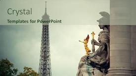  Presentation with eiffel tower paris france - Presentation having statue-of-alexandre-iii-bridge background and a soft green colored foreground