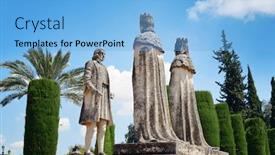  Presentation with christopher columbus - Beautiful slides featuring statue-of-christian-kings-ferdinand backdrop and a light blue colored foreground