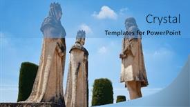  Presentation with christopher columbus - Audience pleasing slide deck consisting of statue-of-christian-kings-ferdinand backdrop and a light blue colored foreground