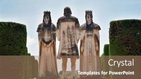  Presentation with columbus - PPT layouts featuring statue-of-christian-kings-ferdinand background and a coral colored foreground
