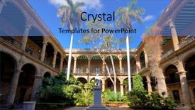  Presentation with christopher columbus - PPT layouts having hispanic heritage - ancient spanish government palace background and a light blue colored foreground