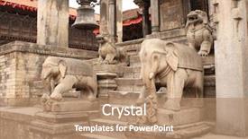  Presentation with world heritage - Presentation theme with statue of elephants and dog background and a coral colored foreground