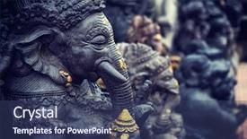  Presentation with indonesia - Presentation theme featuring statue of ganesha in bali background and a ocean colored foreground