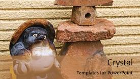  Presentation with statue of the virgin mary - Colorful PPT theme enhanced with statue of japanese raccoon dog backdrop and a coral colored foreground