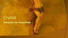  Presentation with jesus cross - Colorful presentation design enhanced with statue of jesus on the cross backdrop and a tawny brown colored foreground