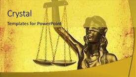  Presentation with justice - PPT theme enhanced with statue of justice on old background and a yellow colored foreground