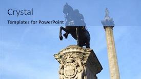  Presentation with king - Beautiful PPT theme featuring statue of king charles i in trafalgar square with nelson's column in the background backdrop and a light blue colored foreground