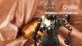  Presentation with lady justice - Amazing PPT theme having statue of lady justice backdrop and a coral colored foreground