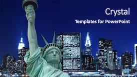  Presentation with new york night - Audience pleasing presentation theme consisting of statue of liberty at night backdrop and a  colored foreground