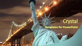  Presentation with new york night - Presentation featuring statue of liberty at night background and a tawny brown colored foreground