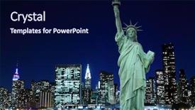  Presentation with new york night - PPT theme consisting of statue of liberty at night background and a  colored foreground