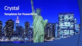  Presentation with new york night - Presentation theme consisting of statue of liberty at night background and a royal blue colored foreground