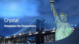  Presentation with new york night - Slides having statue of liberty at night background and a teal colored foreground