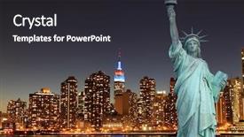 Presentation with new york night - PPT theme consisting of statue of liberty at night background and a dark gray colored foreground