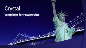  Presentation with new york night - Audience pleasing presentation theme consisting of statue of liberty at night backdrop and a  colored foreground