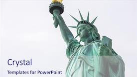  Presentation with liberty - Theme featuring statue of liberty in new york city background and a sky blue colored foreground