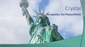  Presentation with new york city - Beautiful PPT theme featuring statue of liberty in new backdrop and a light blue colored foreground