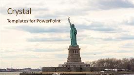  Presentation with new york city - PPT theme enhanced with statue of liberty in new york city usa background and a cream colored foreground