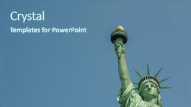  Presentation with new york - Presentation theme enhanced with statue of liberty in new background and a ocean colored foreground