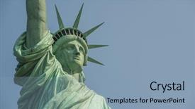  Presentation with new york - PPT theme with statue of liberty in new background and a light blue colored foreground