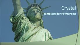  Presentation with liberty - Presentation theme enhanced with statue of liberty in new background and a ocean colored foreground
