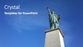  Presentation with liberty - Beautiful theme featuring statue-of-liberty-in-paris backdrop and a ocean colored foreground