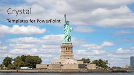  Presentation with liberty - Slide deck featuring statue-of-liberty-liberty-island background and a  colored foreground