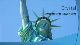  Presentation with new york - Amazing presentation theme having statue-of-liberty-national-monument backdrop and a light blue colored foreground