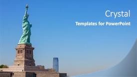  Presentation with new york - Presentation theme enhanced with statue-of-liberty-national-monument background and a teal colored foreground