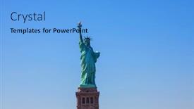  Presentation with liberty - Colorful presentation theme enhanced with statue-of-liberty-national-monument backdrop and a light blue colored foreground