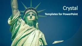  Presentation with liberty - Presentation theme having statue of liberty new york background and a ocean colored foreground
