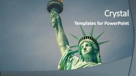  Presentation with liberty - Colorful presentation design enhanced with statue of liberty new york backdrop and a gray colored foreground