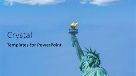  Presentation with liberty - Cool new presentation theme with statue of liberty new york american symbol usa us backdrop and a light blue colored foreground