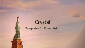  Presentation with new york - PPT theme with statue of liberty new york background and a coral colored foreground