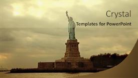  Presentation with liberty - Presentation theme having statue of liberty new york background and a blonde colored foreground