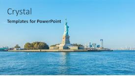  Presentation with liberty - Beautiful PPT theme featuring statue-of-liberty-new-york backdrop and a light blue colored foreground